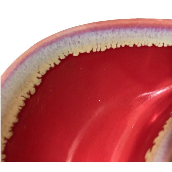 VTG LTD Commodities Drip Glaze Pottery Soup & Cracker Chip Dip Snack Bowl Red - Picture 5 of 9